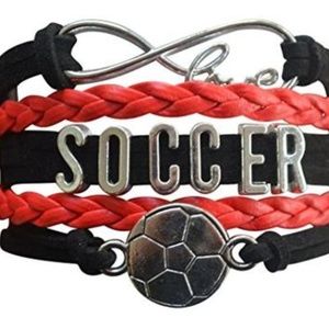 Girls Soccer Bracelet - Black & Red